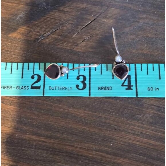 Discontinued Silpada "Get Glowing" Garnet & Pearl Earrings - Picture 9 of 9